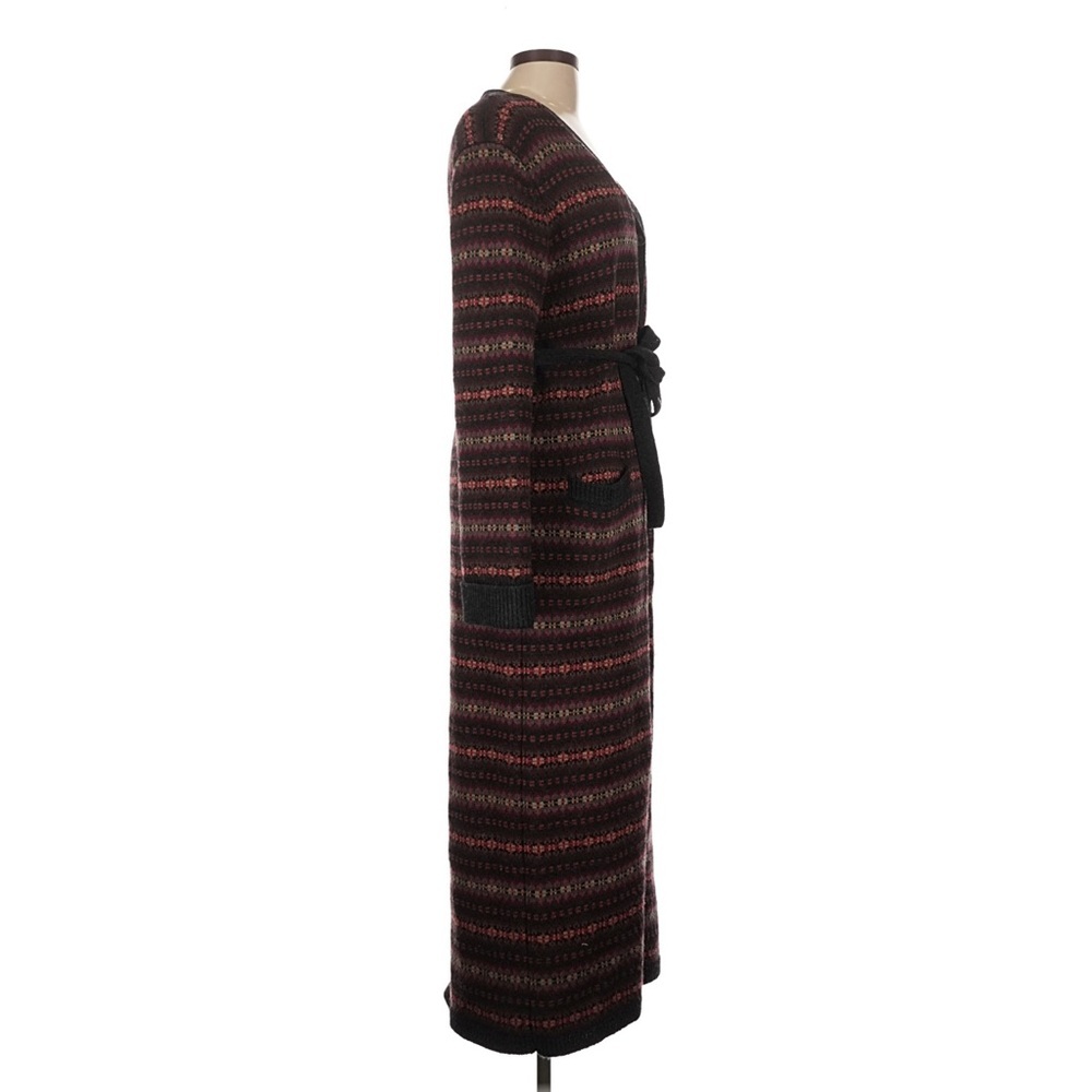 Ralph Lauren Wool Long Cardigan Sweater Fair Isle Blanket Coat Vintage 90s L - Picture 3 of 5